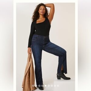 Anthropologie Pilcro The Split Straight Jeans Size 18 Dark Wash Denim Casual